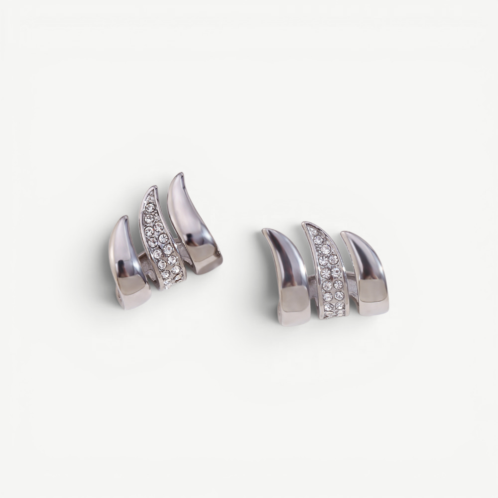 Layered Wave Stud Earrings