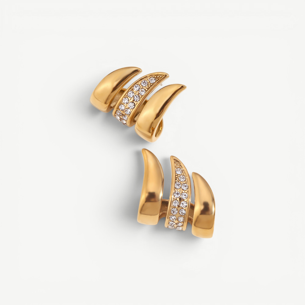 Layered Wave Stud Earrings