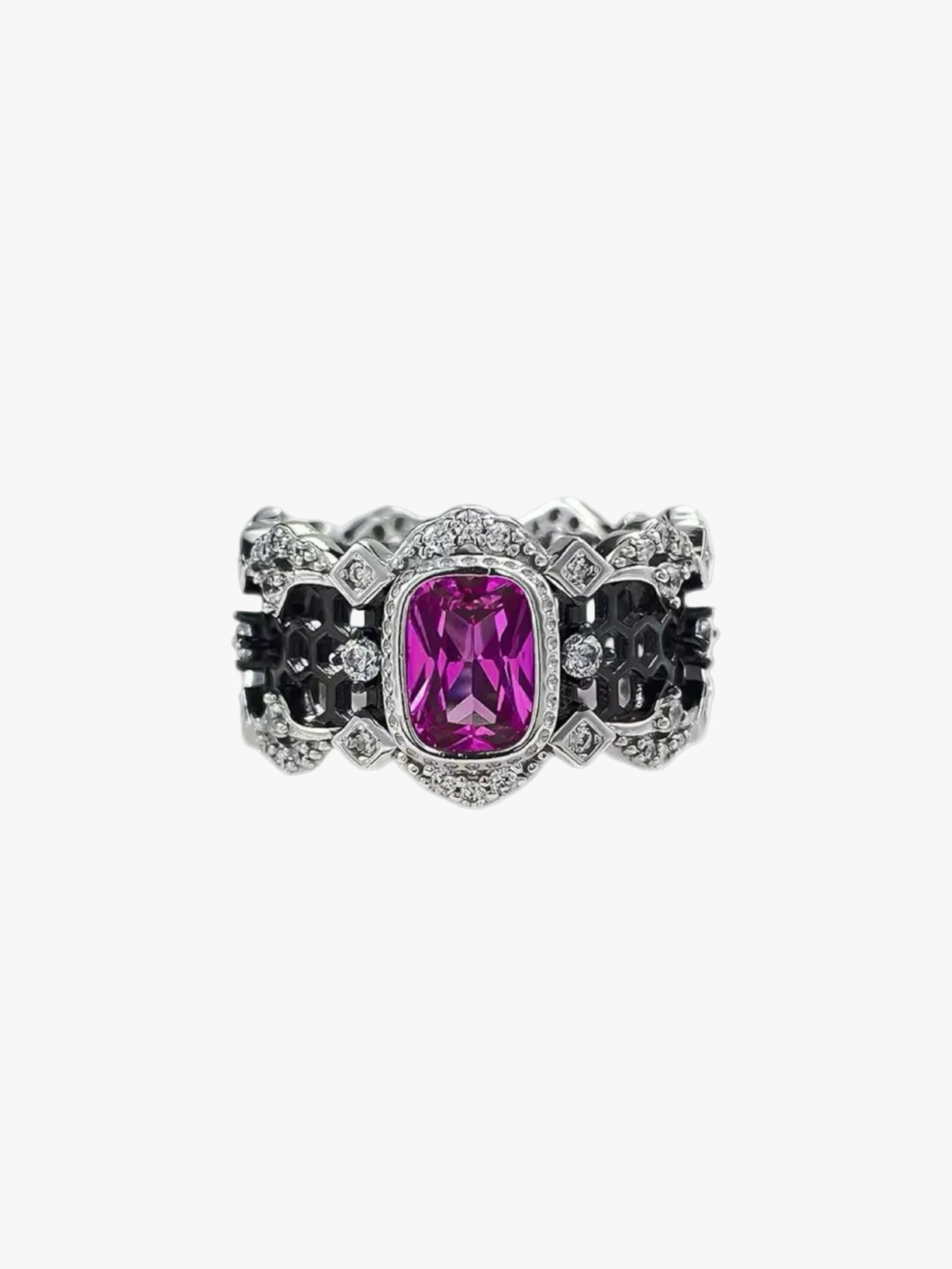 Rubellite Honeycomb Lace Ring