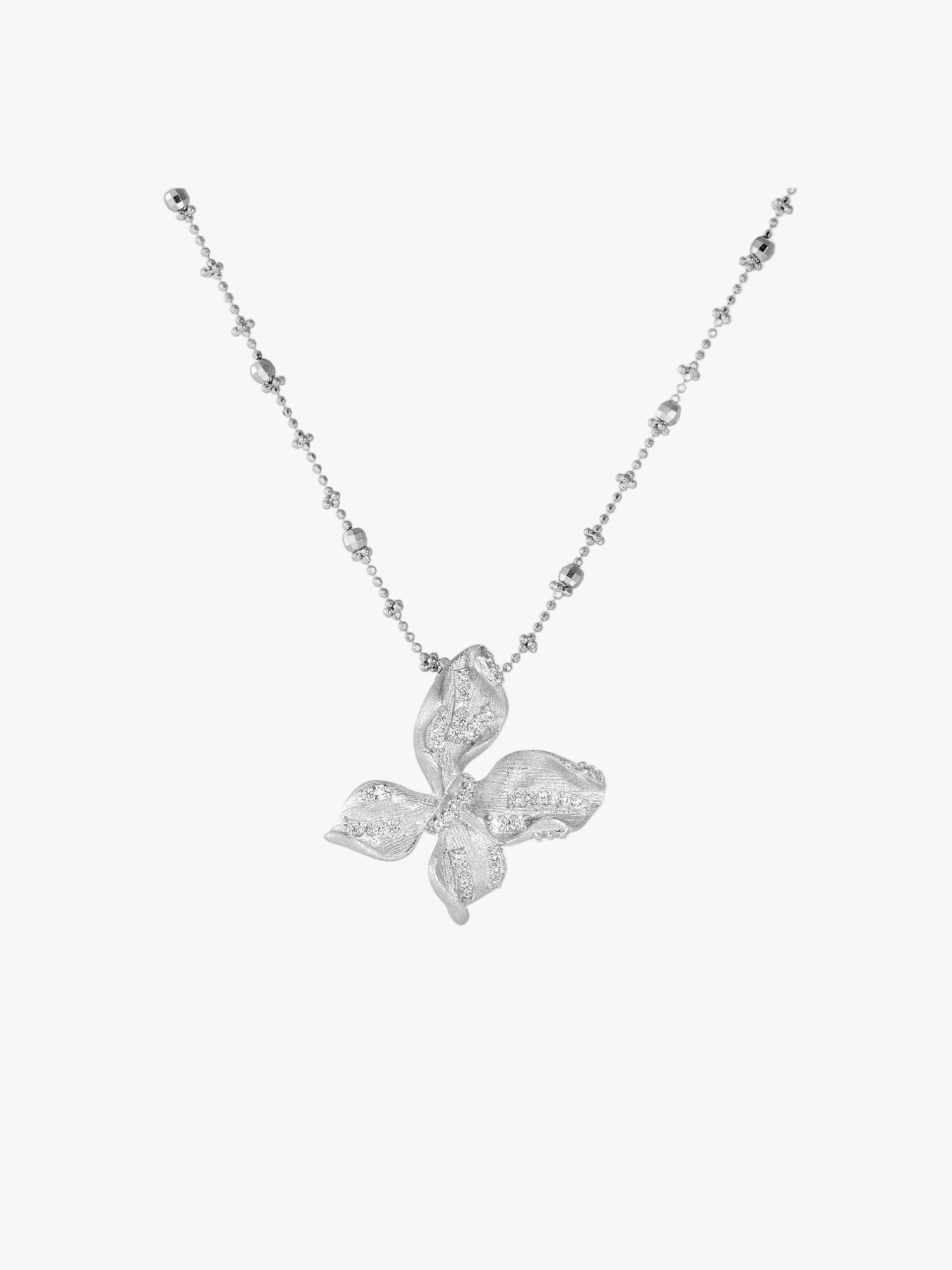 Brushed Silver Butterfly Necklace