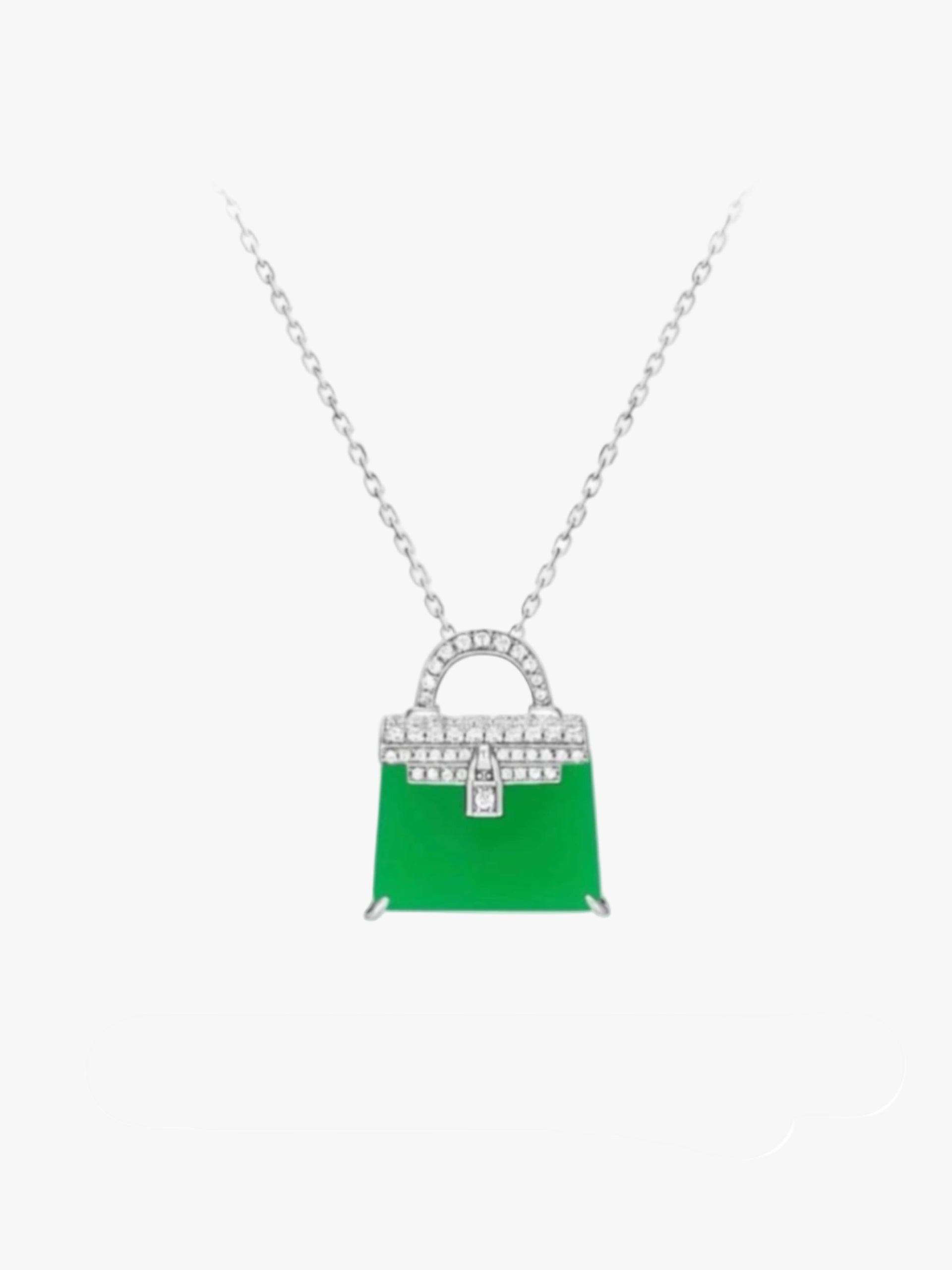Green Chalcedony Bag Pendant Necklace