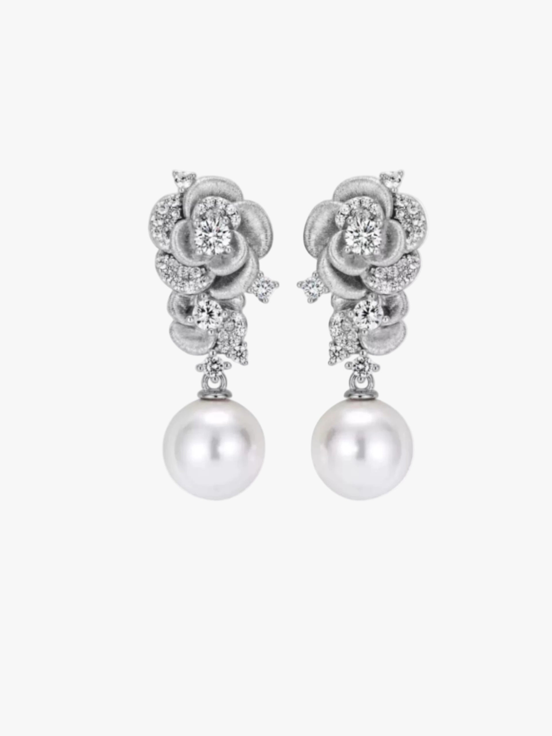 Camellia Pearl Drop Earrings