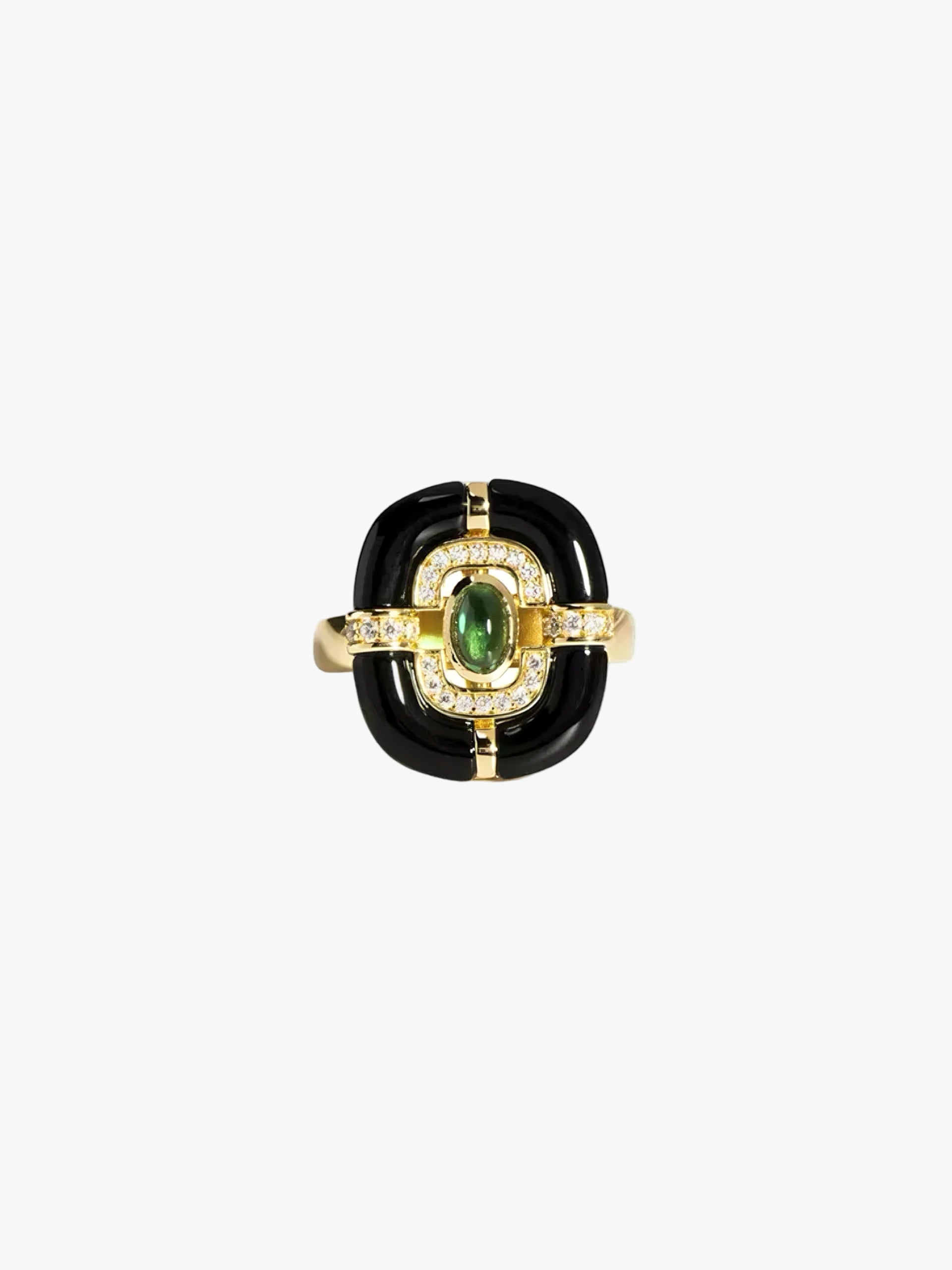 Black Onyx & Emerald Ring