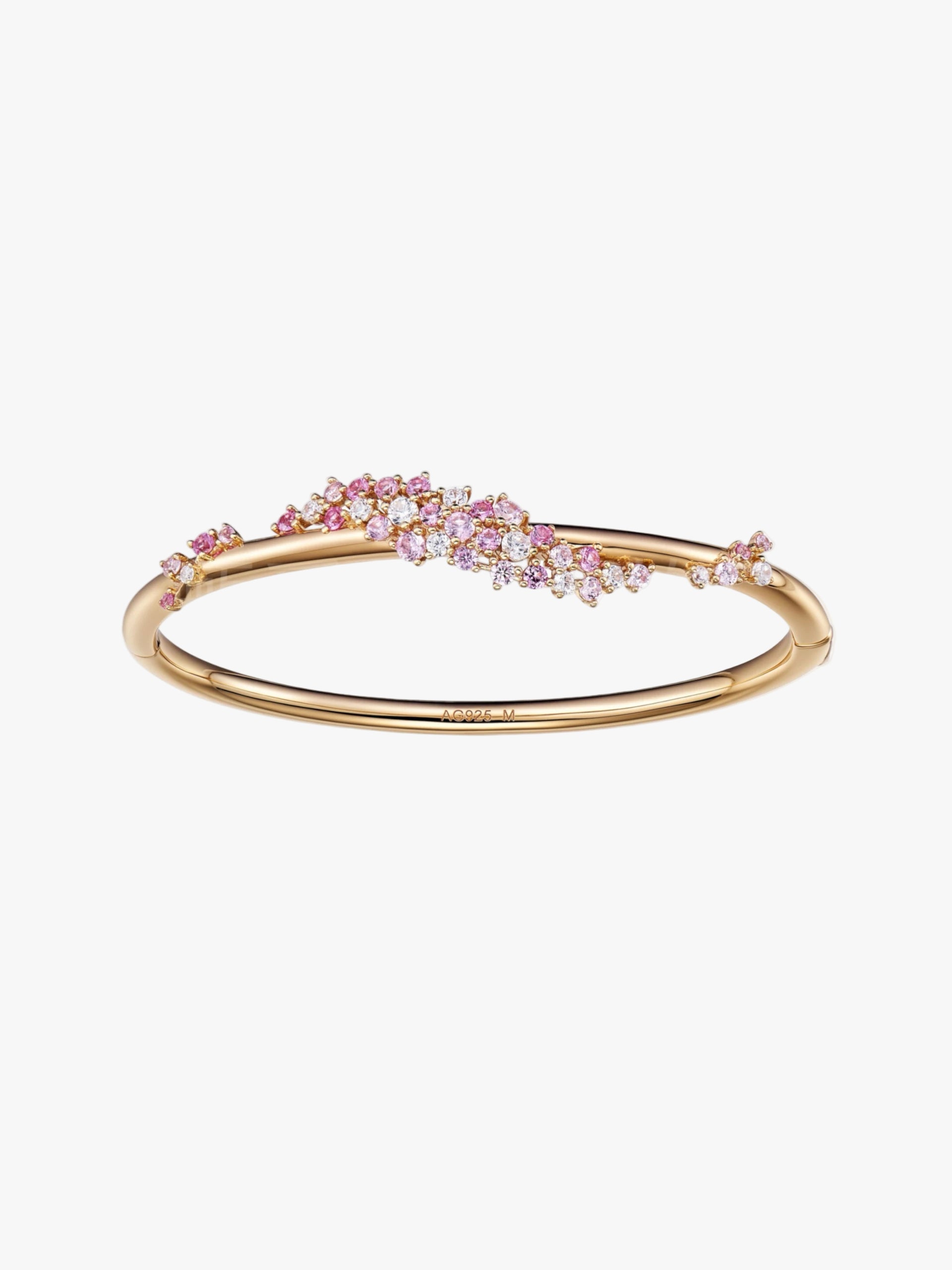 Peach Pink Floral Cluster Bangle Bracelet