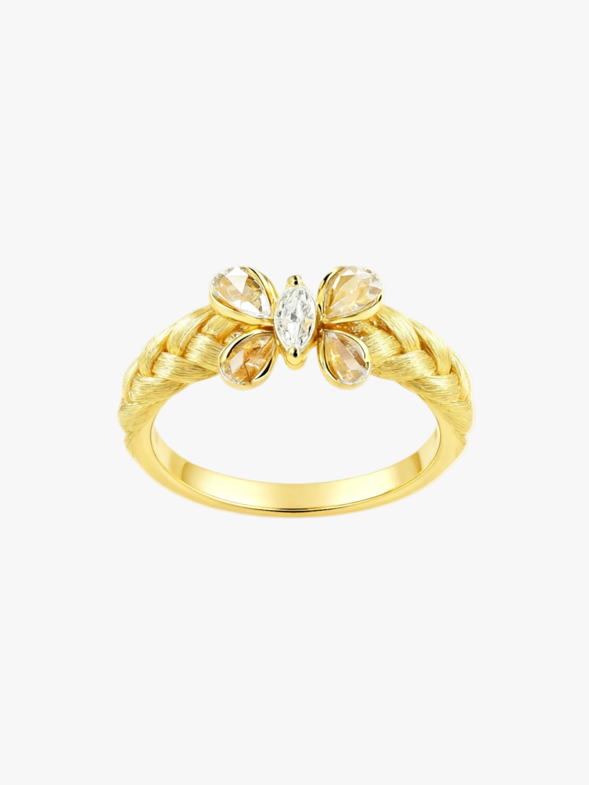 Wheat Ear Butterfly Brushed Ring