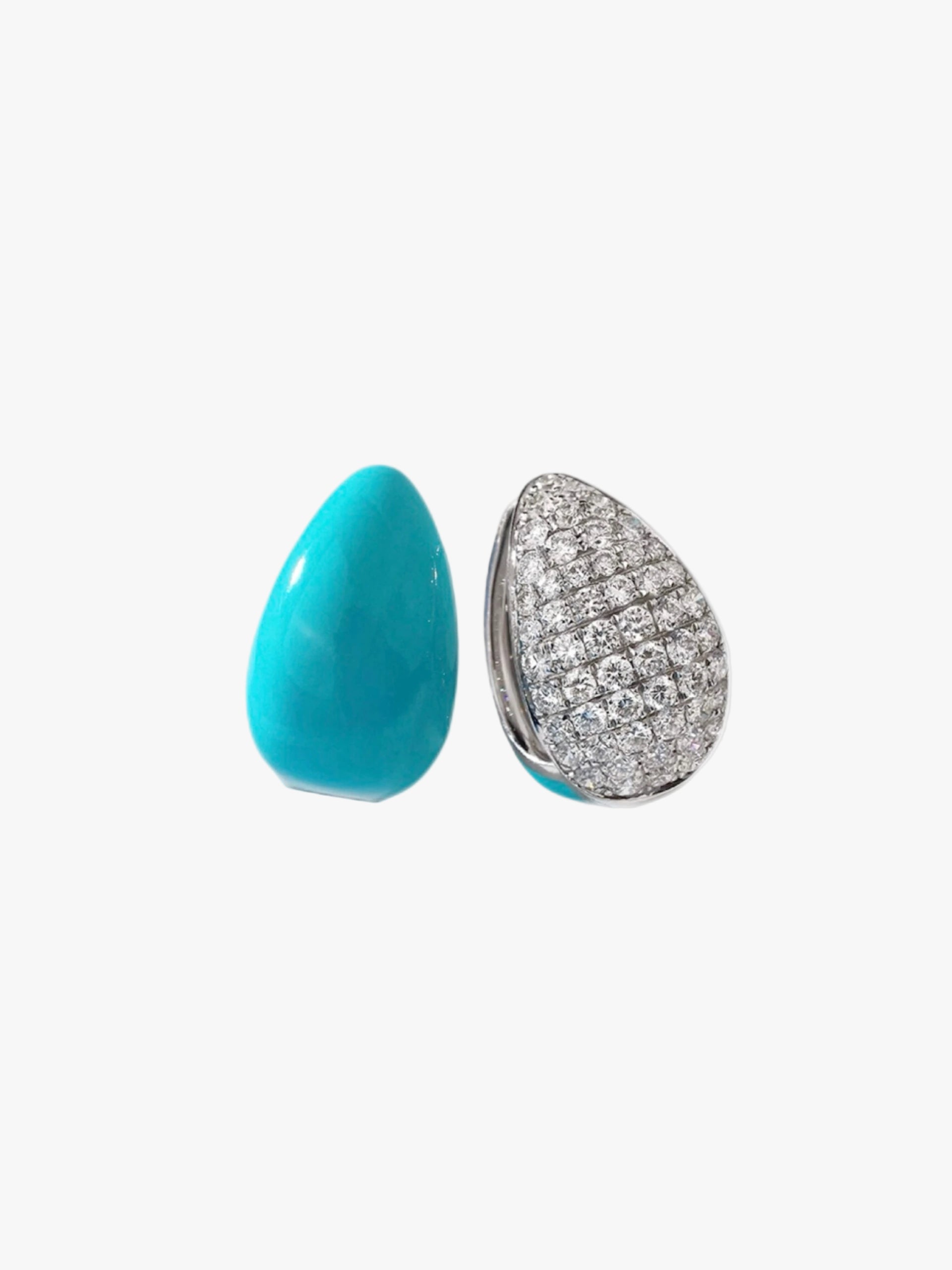 Turquoise & Zirconia Double-Sided Teardrop Earrings