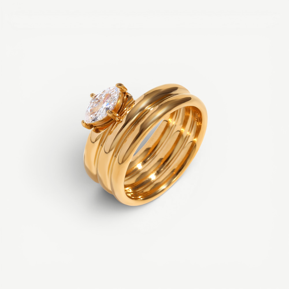 Chunky East-West Marquise Triple Band Ring