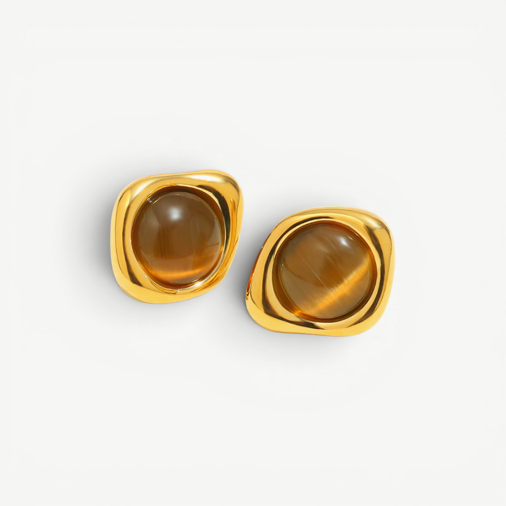 Tiger Eye Stud Earrings