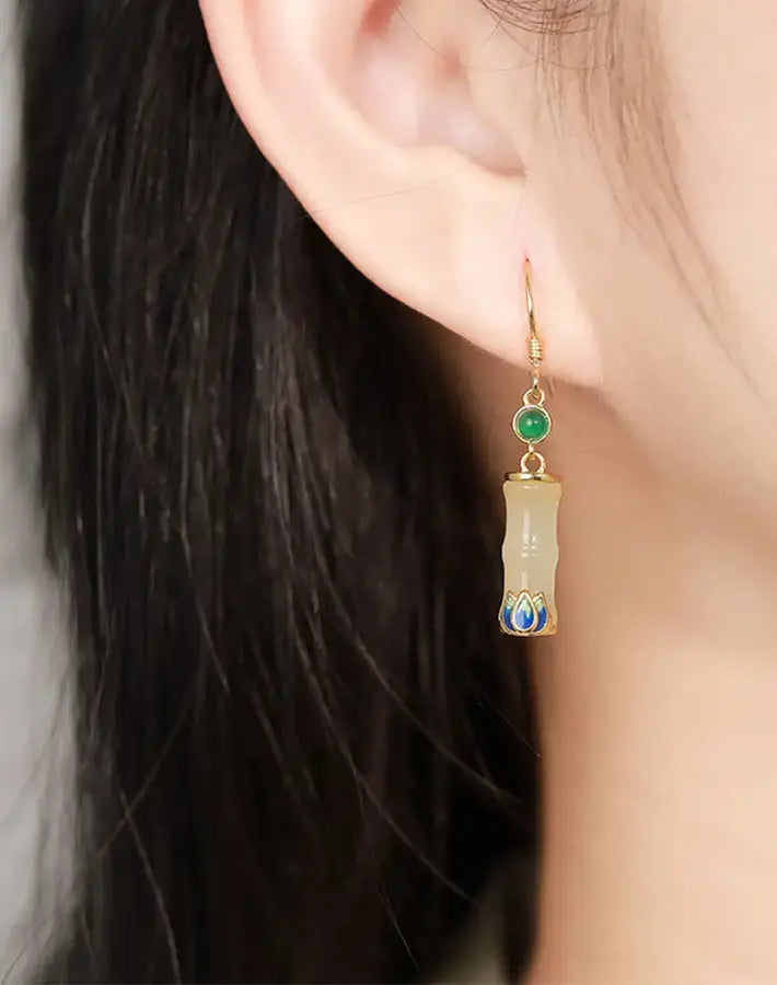 Jade Whisper Bamboo Earrings