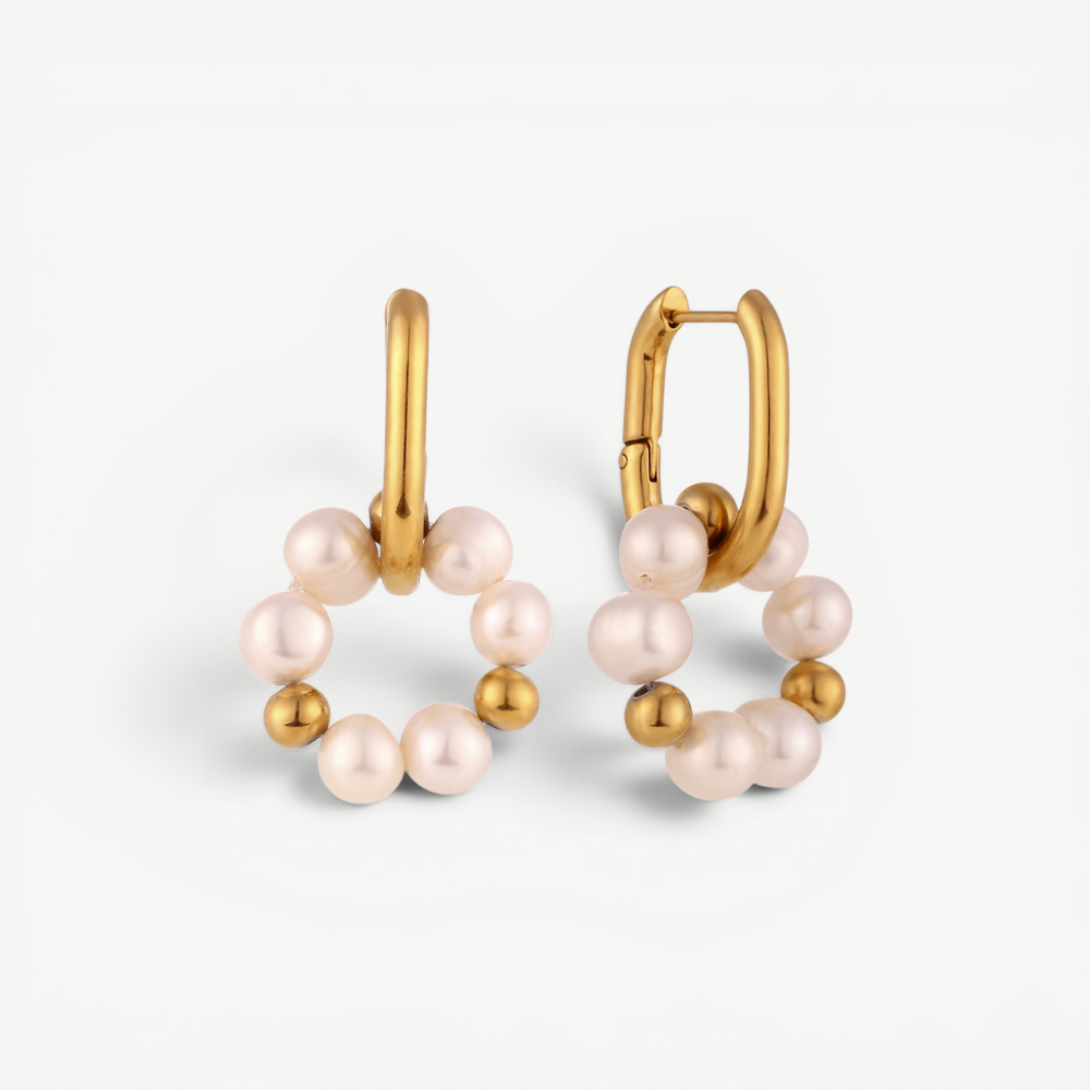 Pearl Circle Drop Earrings