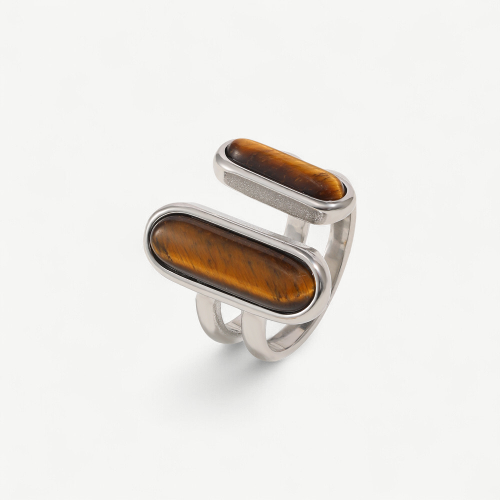 Tiger Eye Toi et Moi Ring