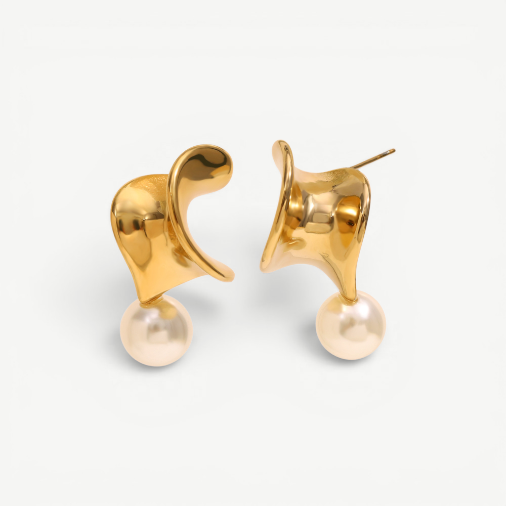 Sculptural Pearl Stud Earrings