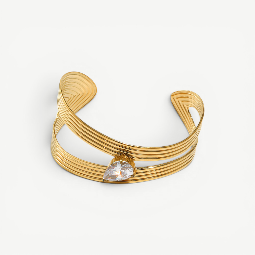 Ribbed Teardrop Cuff Bracelet