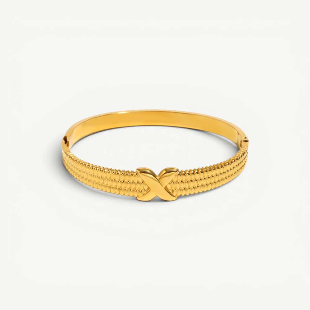 Textured X Motif Bangle