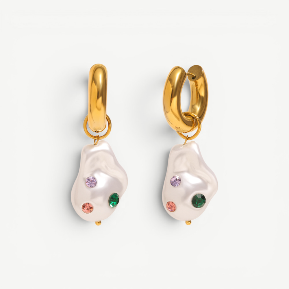 Jewelled Pearl Hoop Earrings