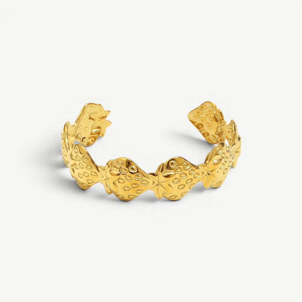 Sculpted Strawberry Cuff Bangle