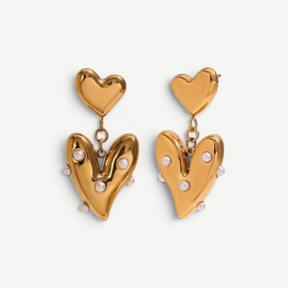 Pearl Heart Drop Earrings
