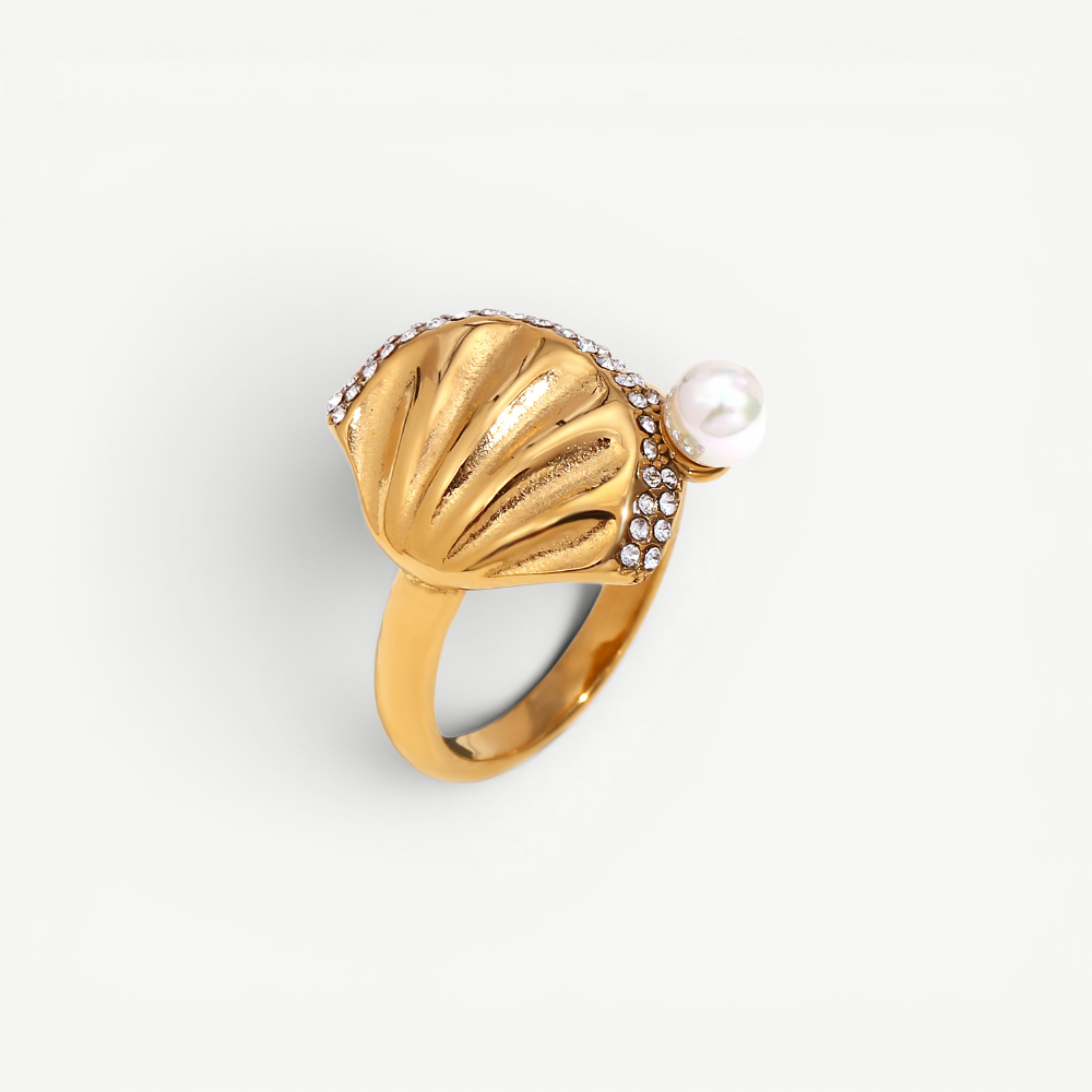 Seashell Pearl Ring