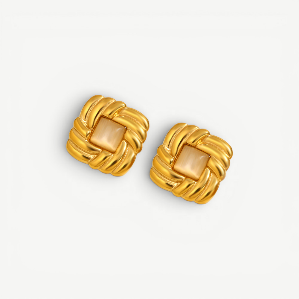 Woven Cat's Eye Button Studs