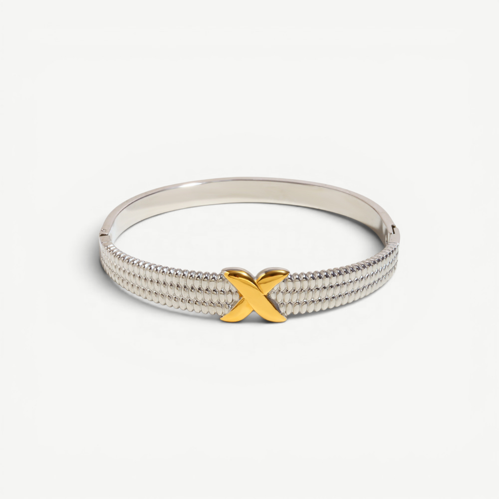 Textured X Motif Bangle