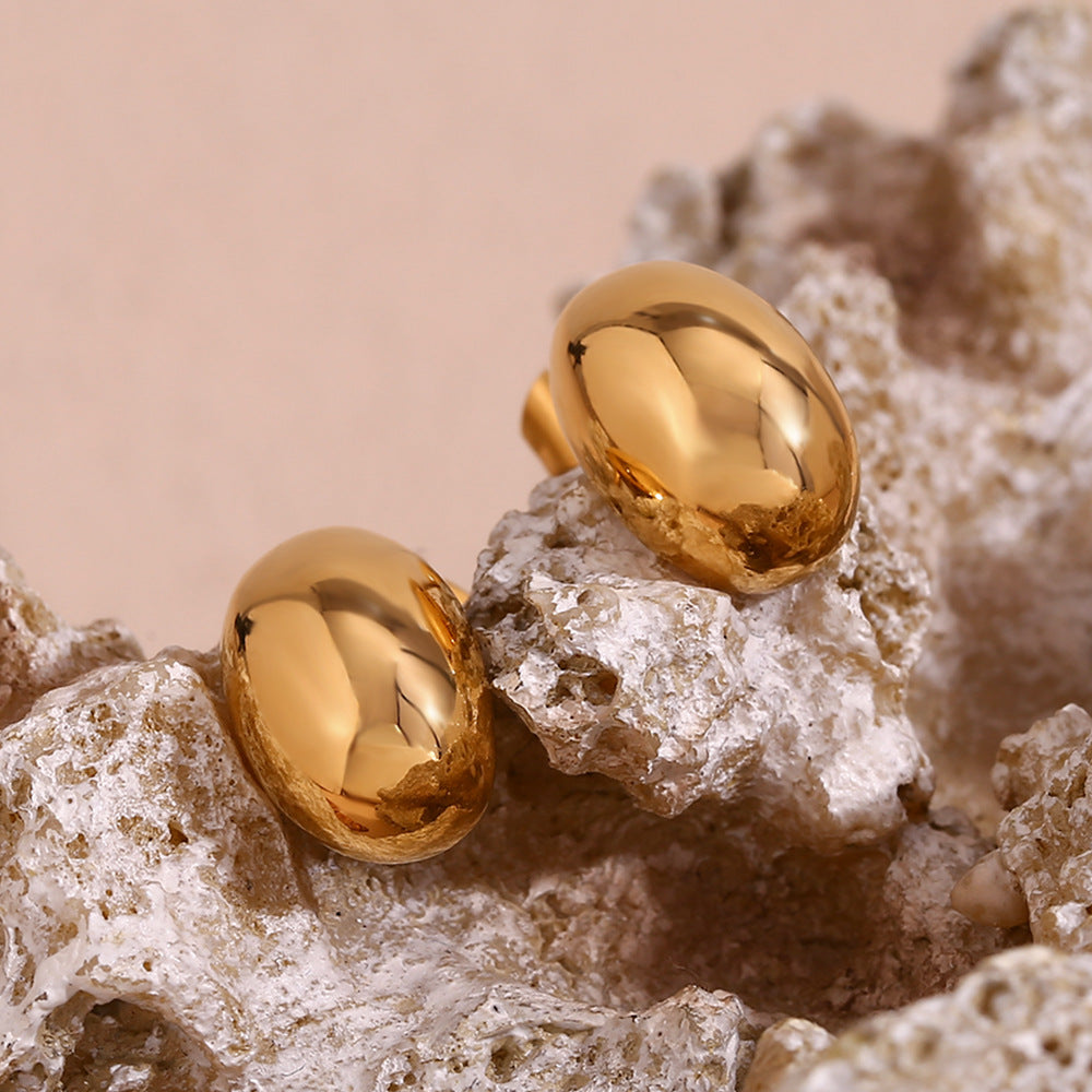 Domed Bean Stud Earrings