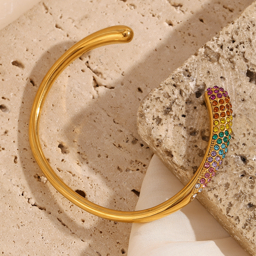 Multicolor Pavé Open Cuff