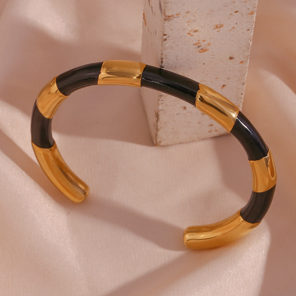 Enamel Banded Cuff Bracelet