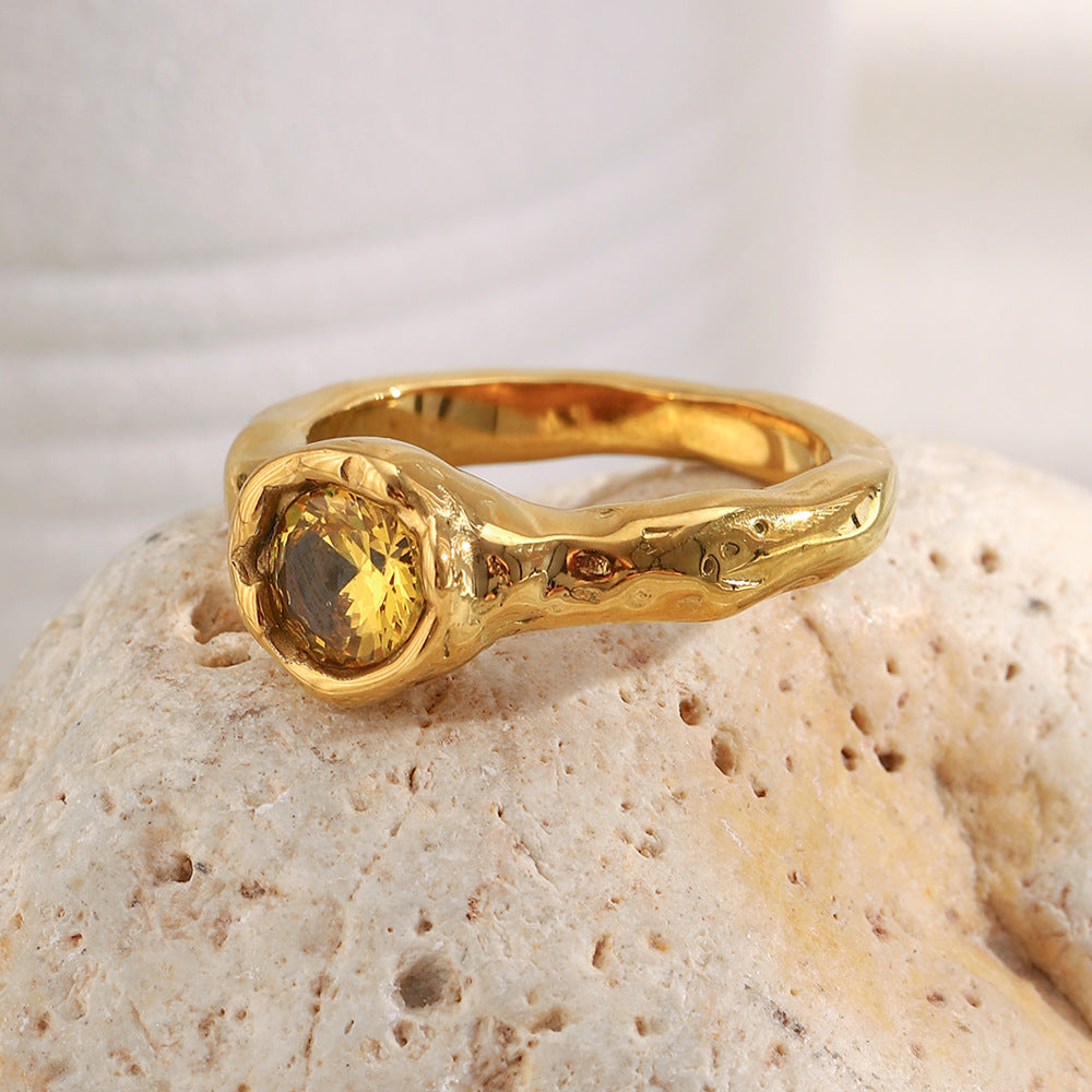 Chunky Molten Solitaire Ring