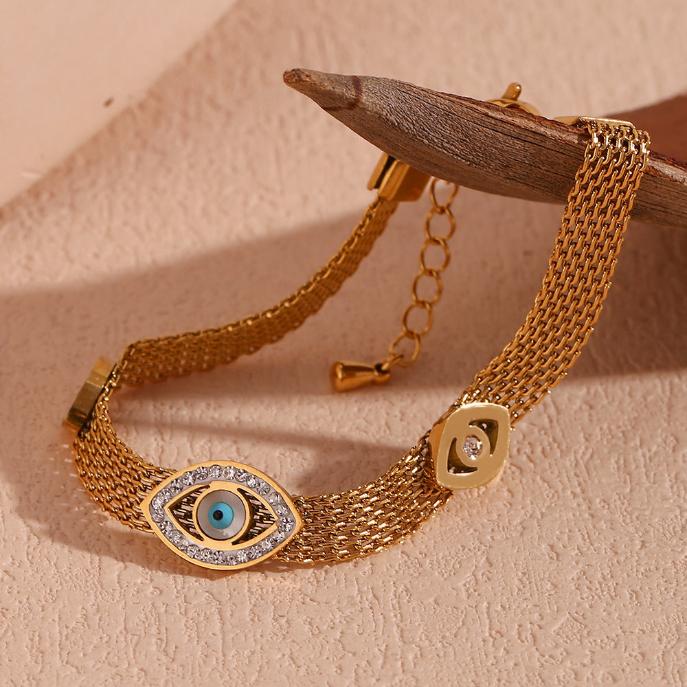 Triple Evil Eye Mesh Bracelet