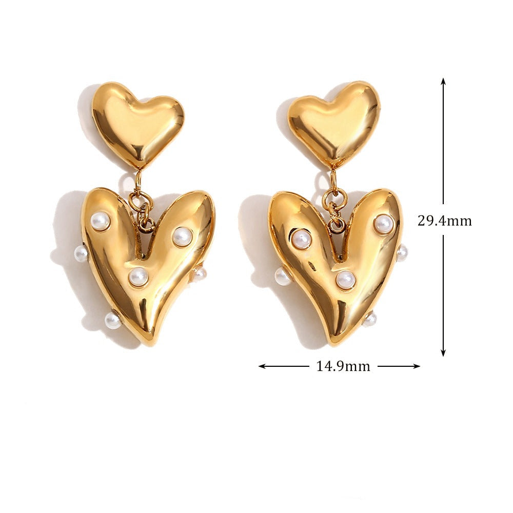 Pearl Heart Drop Earrings