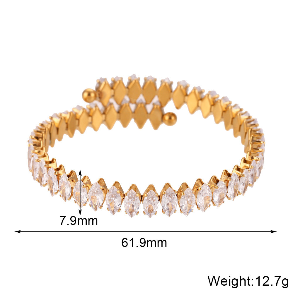 Marquise Cubic Zirconia Open Bangle