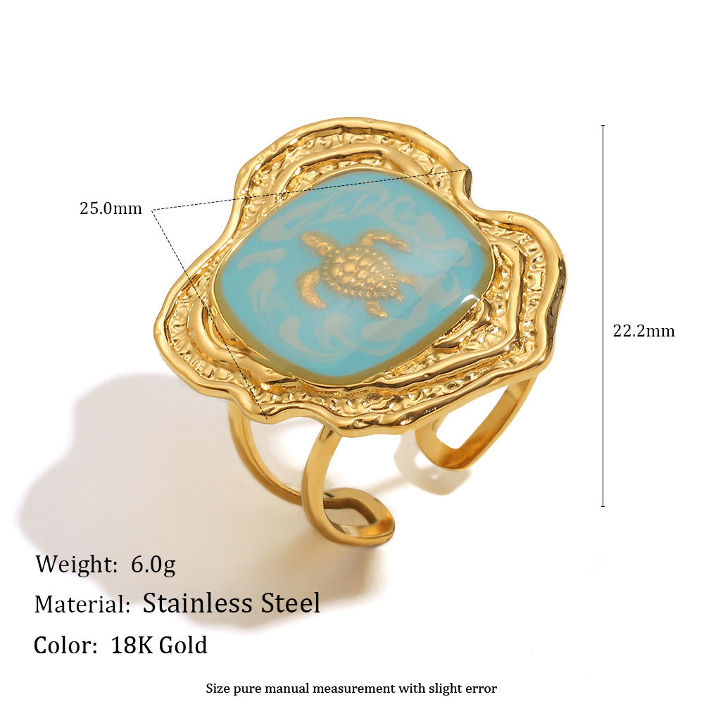 Blue Turtle Open Ring