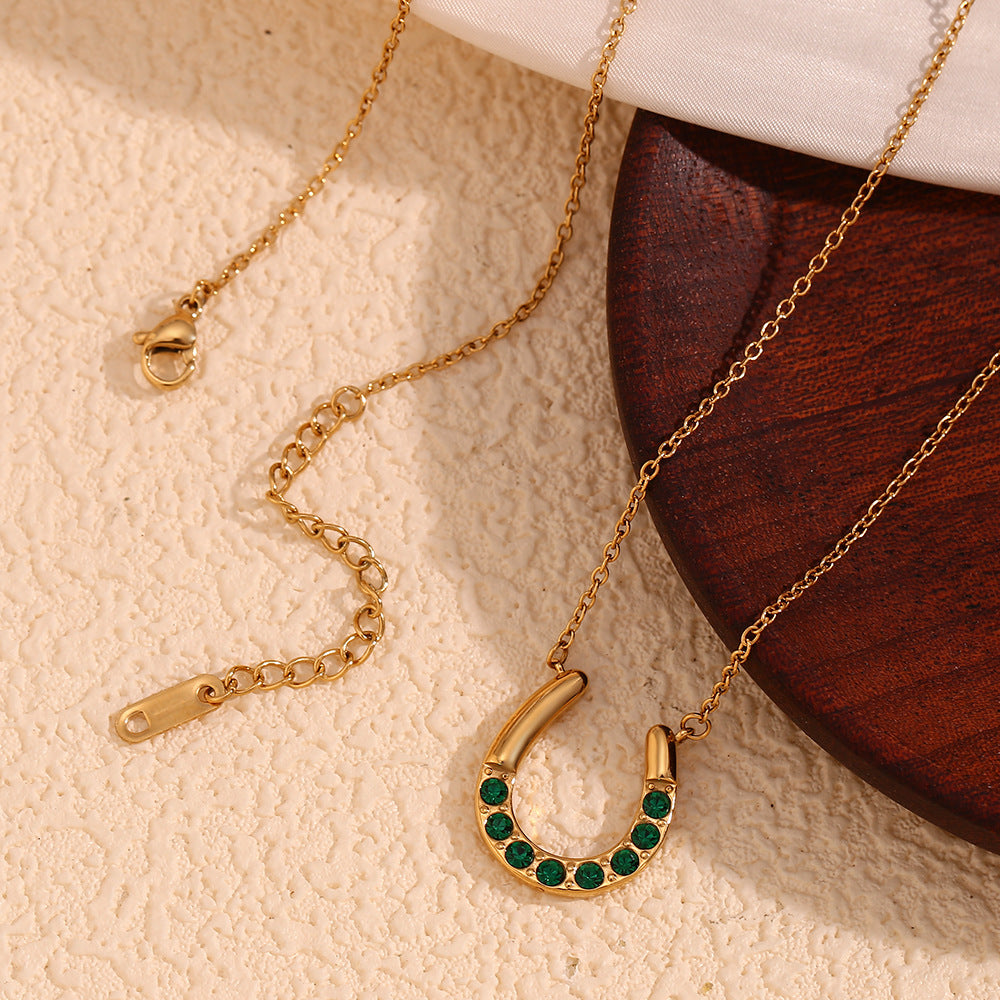 Green Horseshoe Necklace