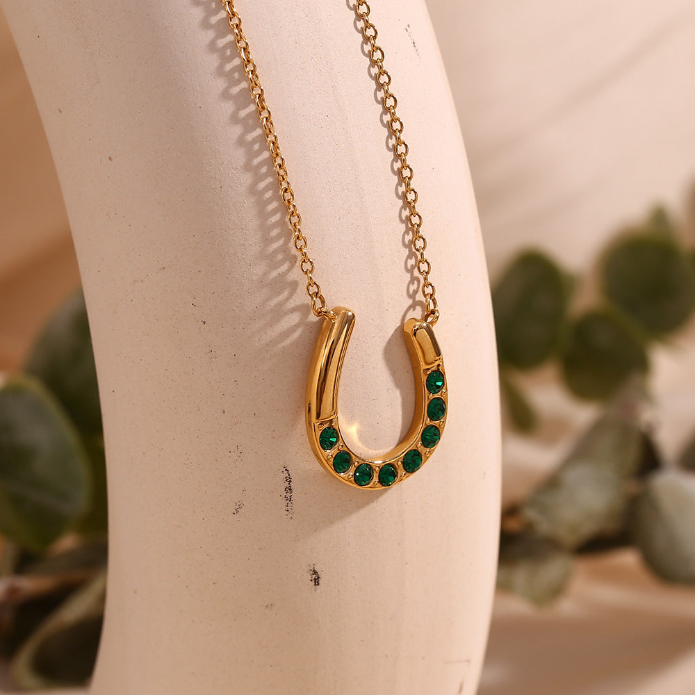 Green Horseshoe Necklace