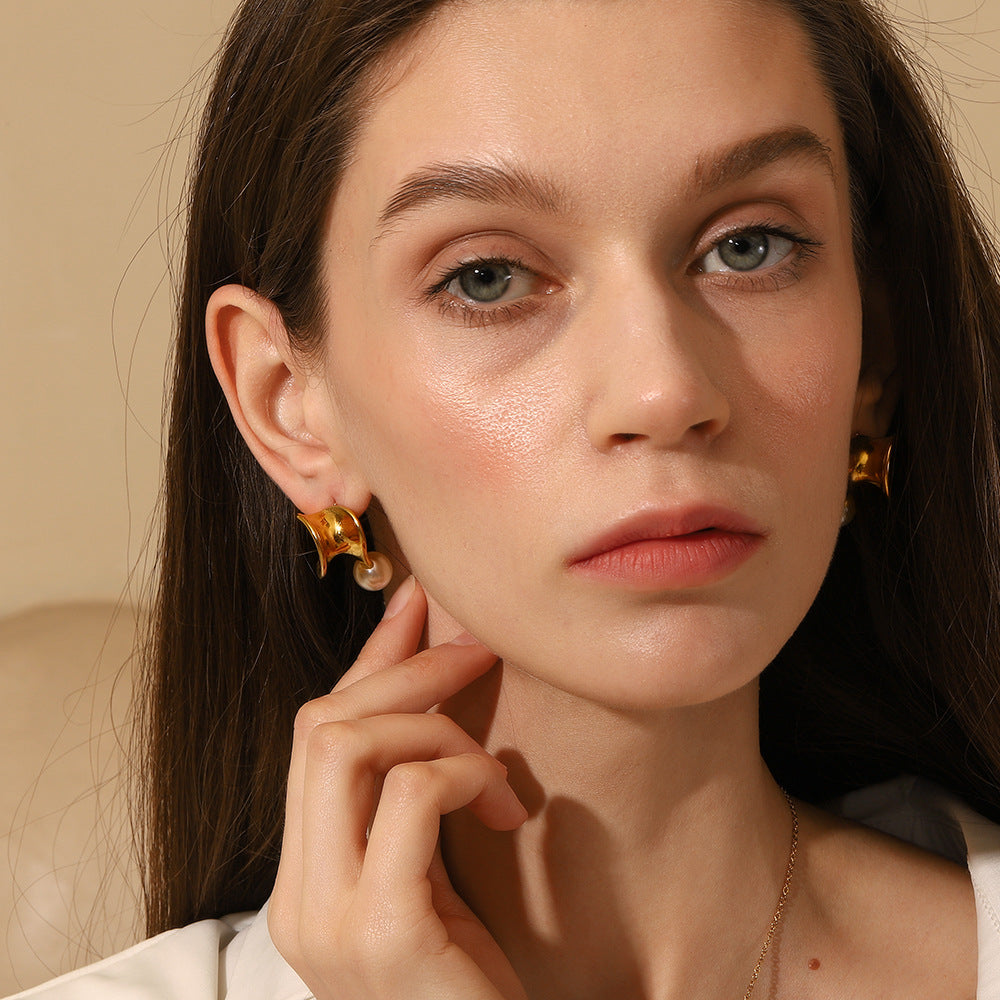 Sculptural Pearl Stud Earrings