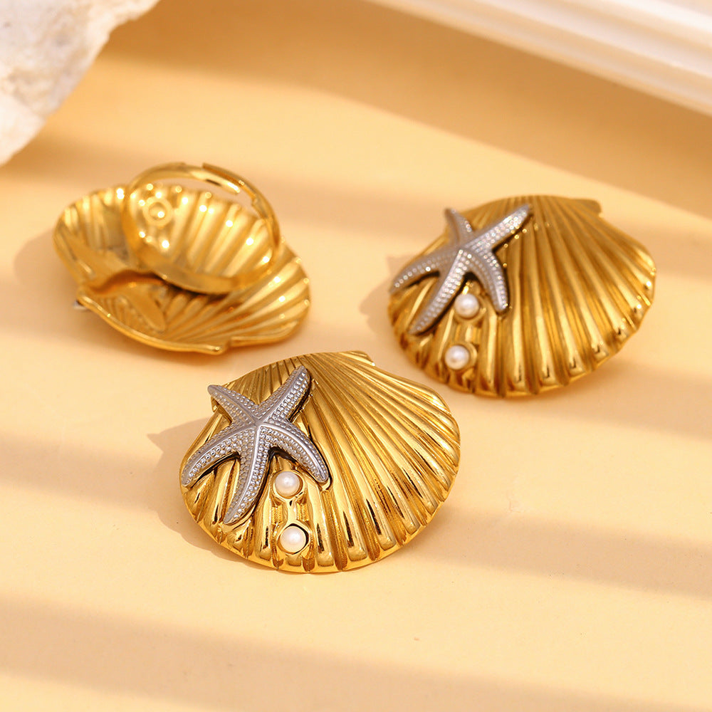 Starfish Seashell Ring
