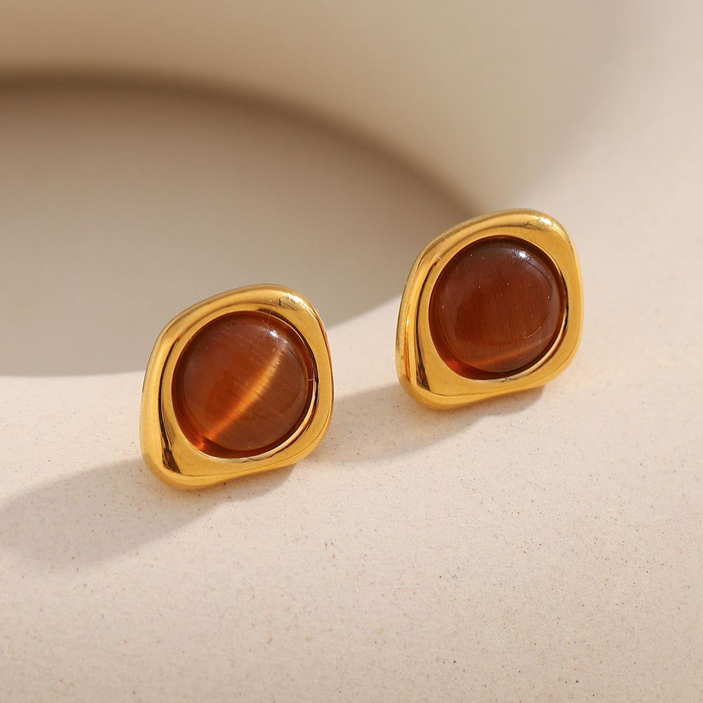 Tiger Eye Stud Earrings