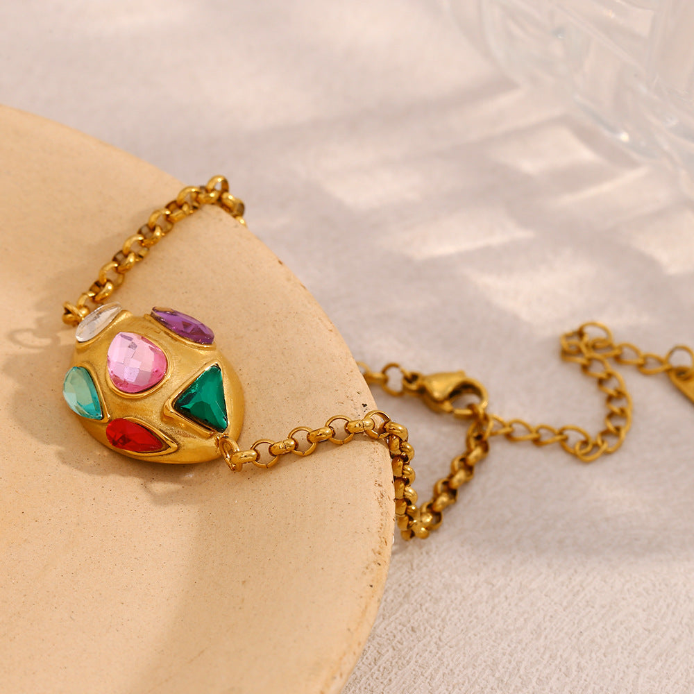 Multicolor Dome Chain Bracelet