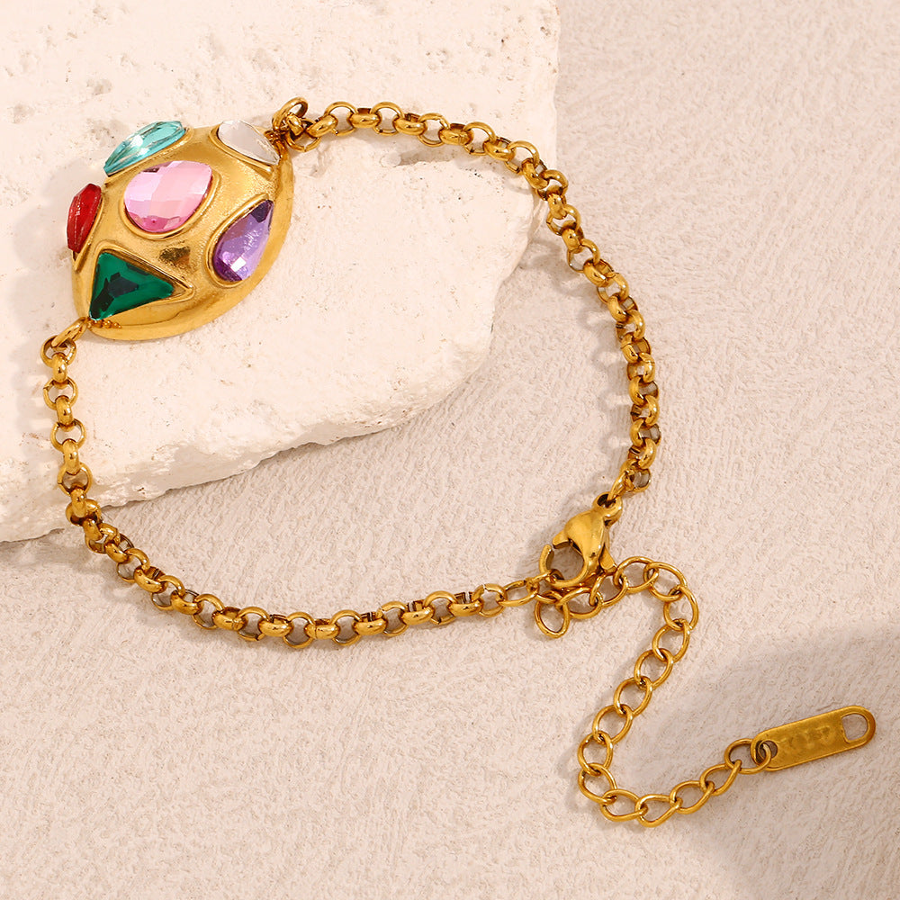 Multicolor Dome Chain Bracelet