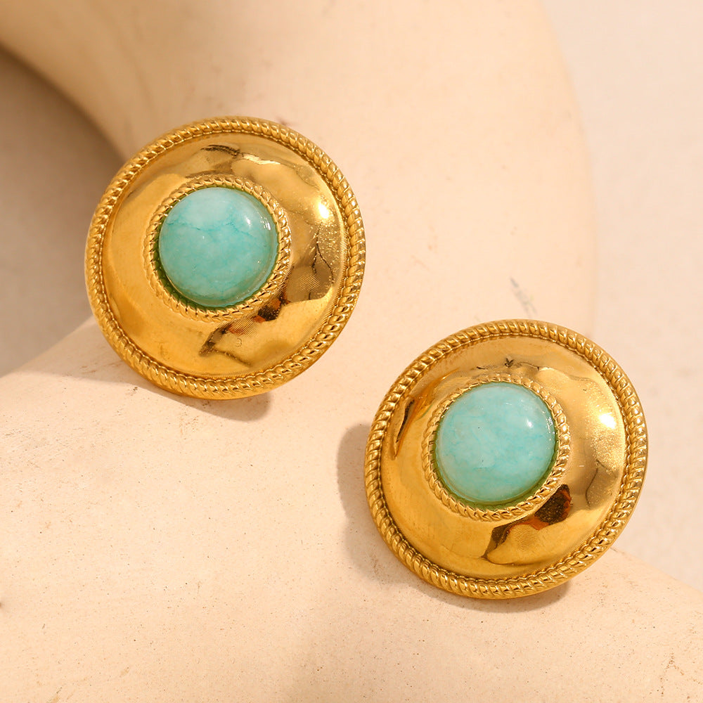Hammered Amazonite Button Studs