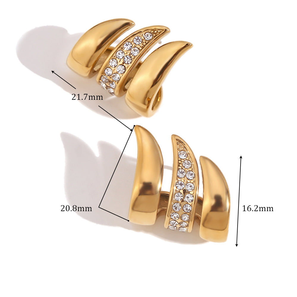 Layered Wave Stud Earrings