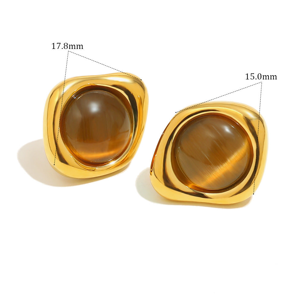 Tiger Eye Stud Earrings