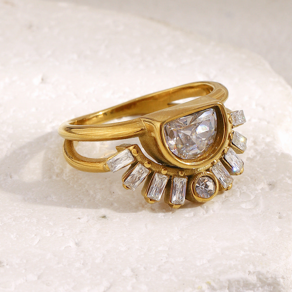 Sunburst Double Band Ring