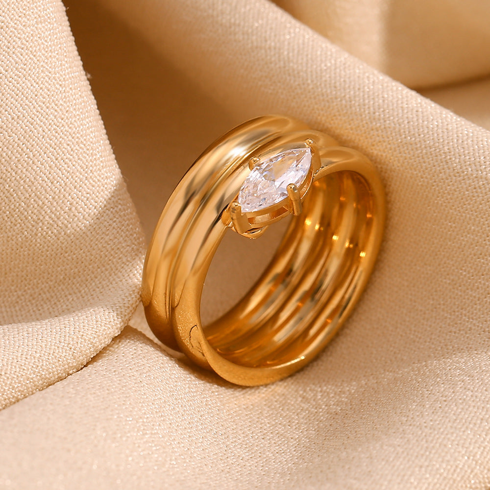 Chunky East-West Marquise Triple Band Ring