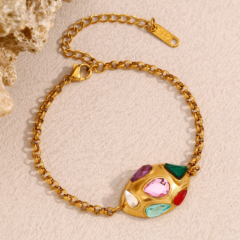 Multicolor Dome Chain Bracelet