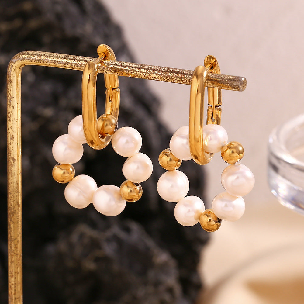 Pearl Circle Drop Earrings