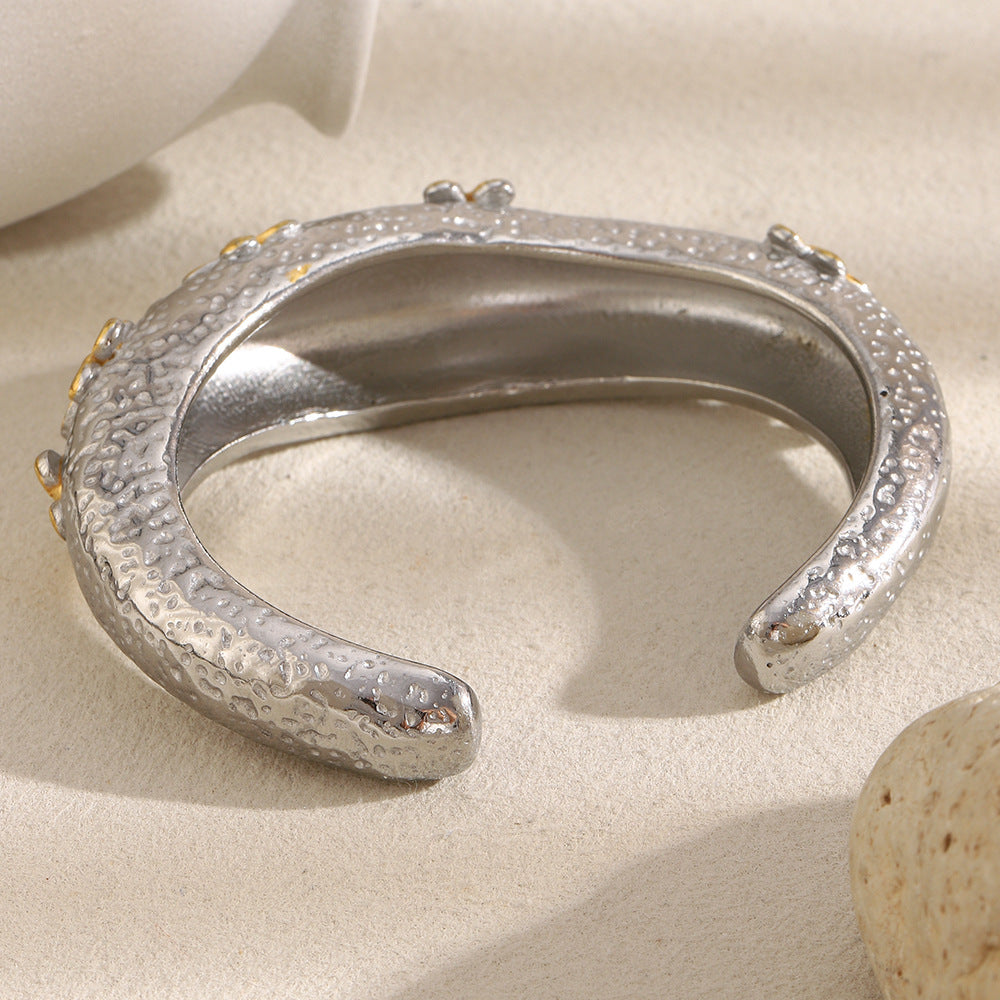 Floral Textured Cuff Bangle