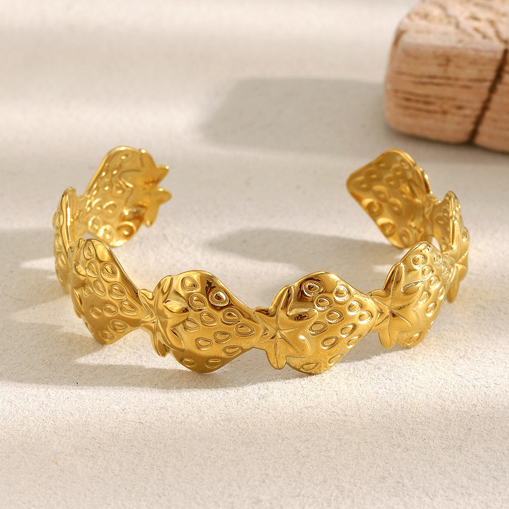 Sculpted Strawberry Cuff Bangle