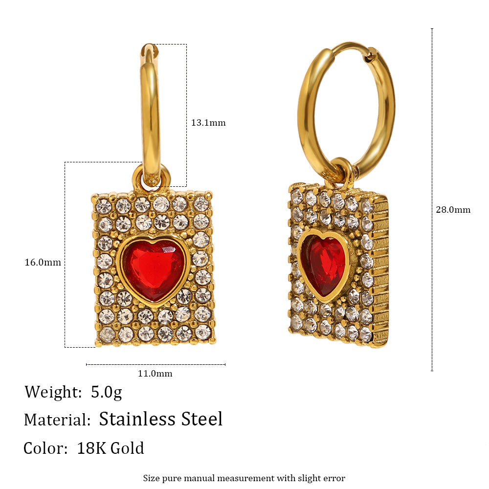 Crimson Heart Pavé Tag Earrings