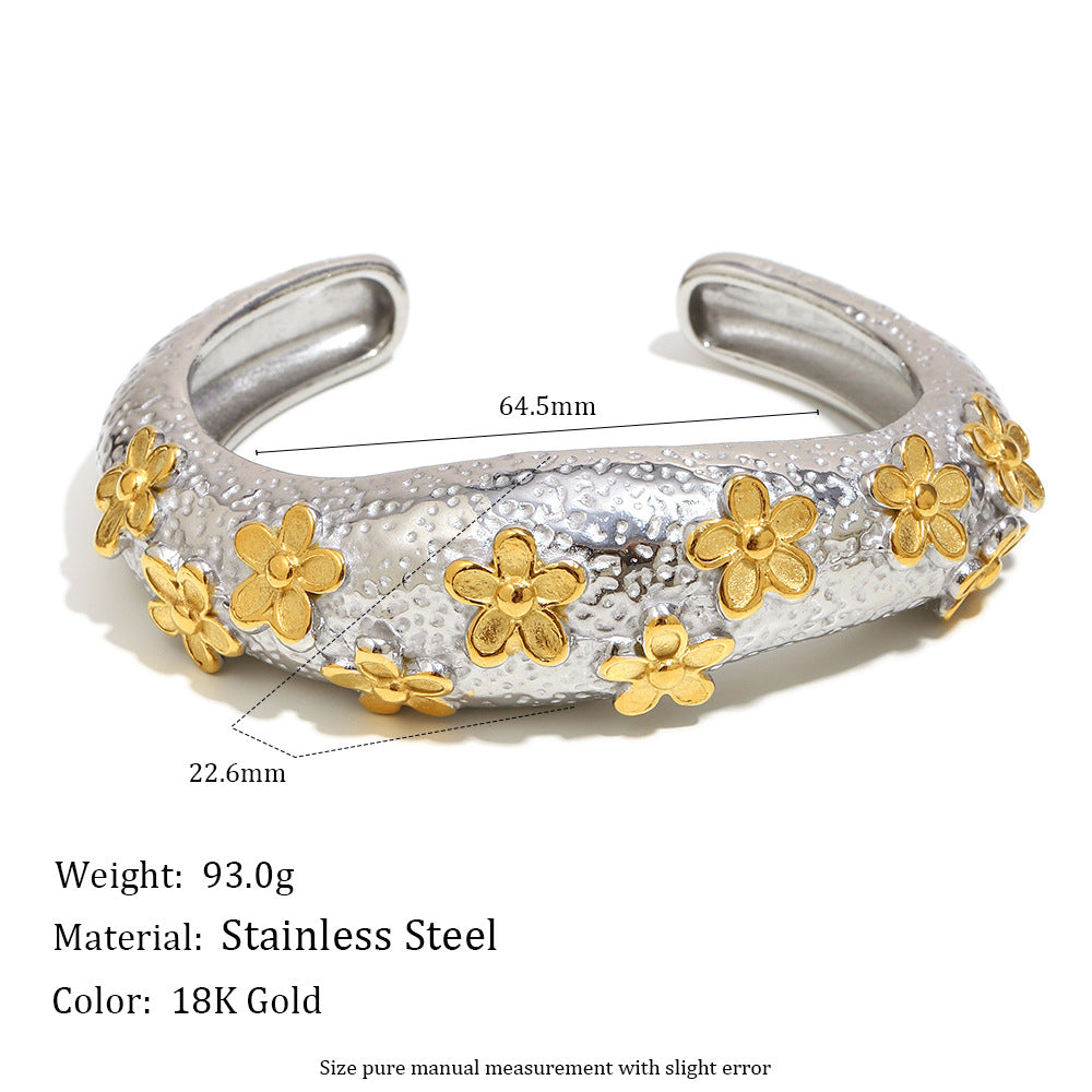 Floral Textured Cuff Bangle
